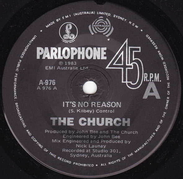 The Church – It's No Reason 7" vinyl record