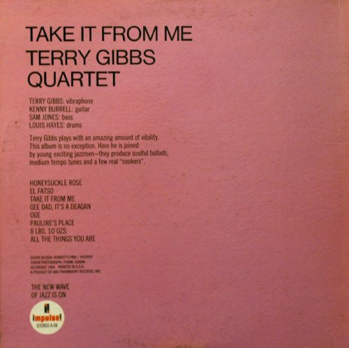 Terry Gibbs Quartet – Take It From Me LP vinyl record, image 3 of 5