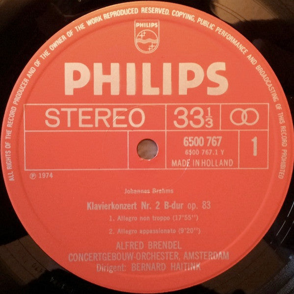 Johannes Brahms, Alfred Brendel, Concertgebouworkest, Bernard Haitink – Piano Concerto No. 2 LP vinyl record, image 5 of 6