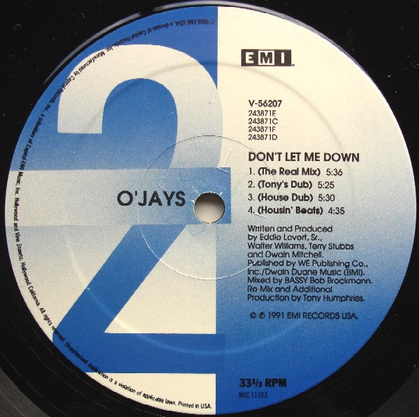 The O'Jays – Don't Let Me Down 12" vinyl record, image 3 of 3