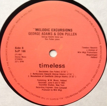 George Adams, Don Pullen – Melodic Excursions LP vinyl record, image 4 of 4