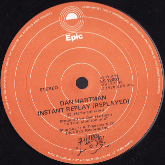 Dan Hartman – Instant Replay 12" vinyl record, image 2 of 4