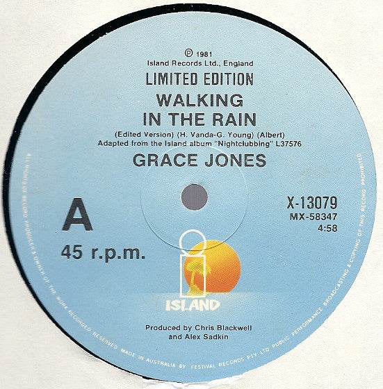Grace Jones – Walking In The Rain 12" vinyl record, image 3 of 4