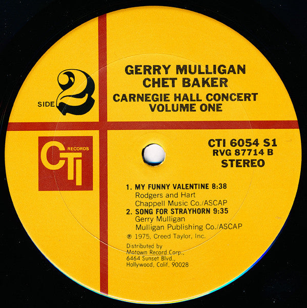 Gerry Mulligan, Chet Baker – Carnegie Hall Concert Volume 1 LP vinyl record, image 4 of 4