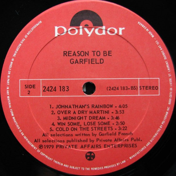 Garfield – Reason To Be LP vinyl record, image 4 of 5
