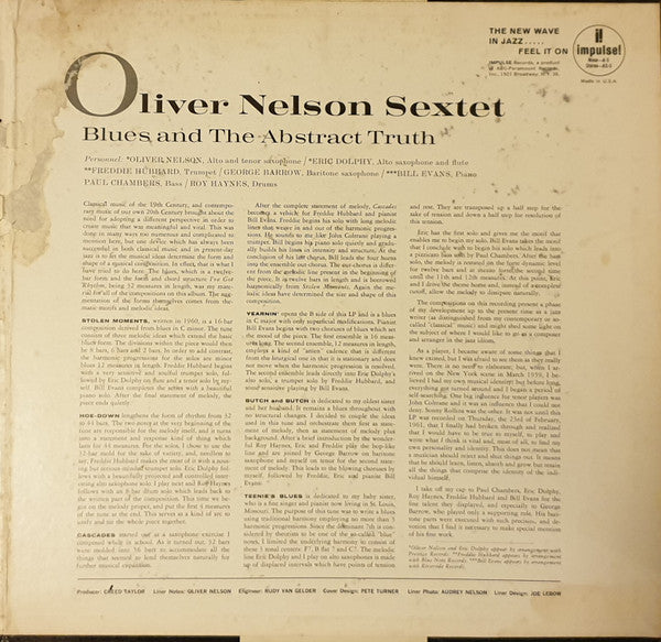 Oliver Nelson – The Blues And The Abstract Truth LP vinyl record, image 3 of 6