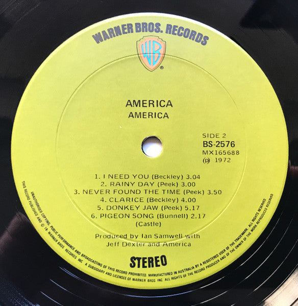 America – America LP vinyl record, image 4 of 4