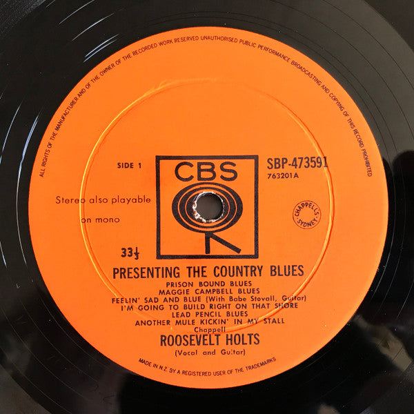 Roosevelt Holts – Presenting The Country Blues LP vinyl record, image 3 of 4