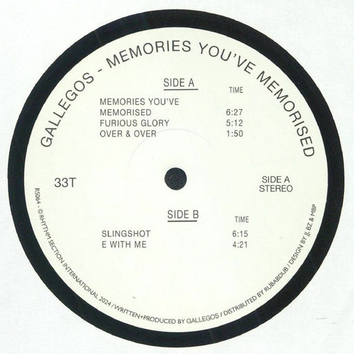 Gallegos – Memories You've Memorised 12" vinyl record, image 1 of 2