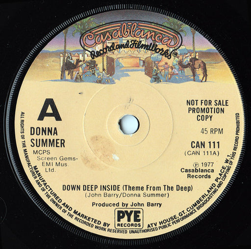 Donna Summer, John Barry – Down, Deep Inside (Theme From The Deep) 7" vinyl record, image 1 of 3