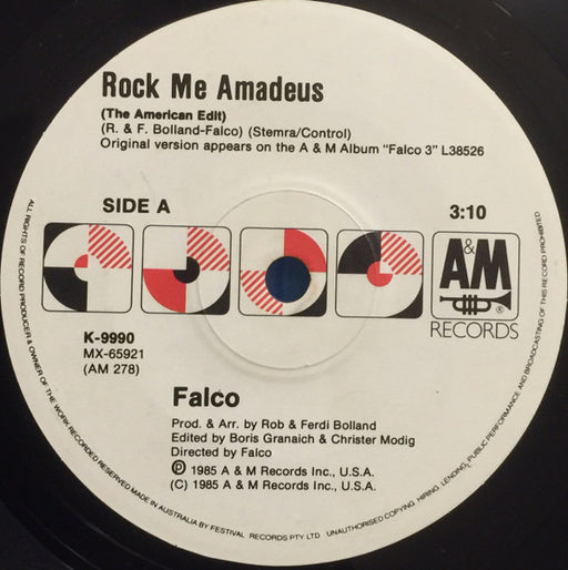 Falco – Rock Me Amadeus (The American Edit) 7" vinyl record