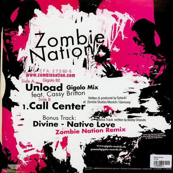 Zombie Nation – Unload 12" vinyl record, image 2 of 4