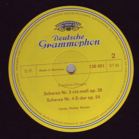 Frédéric Chopin, Tamás Vásáry – 4 Scherzi LP vinyl record, image 4 of 4