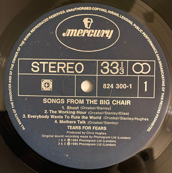 Tears For Fears – Songs From The Big Chair LP vinyl record, image 2 of 4