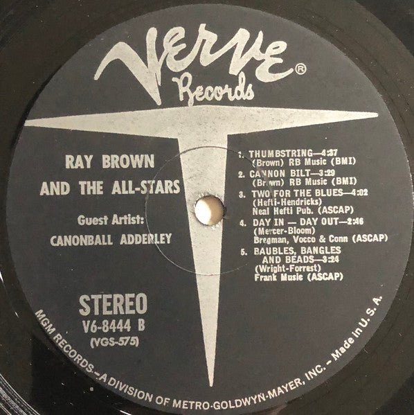 Ray Brown All-Star Big Band, Cannonball Adderley – With The All-Star Big Band LP vinyl record, image 4 of 4