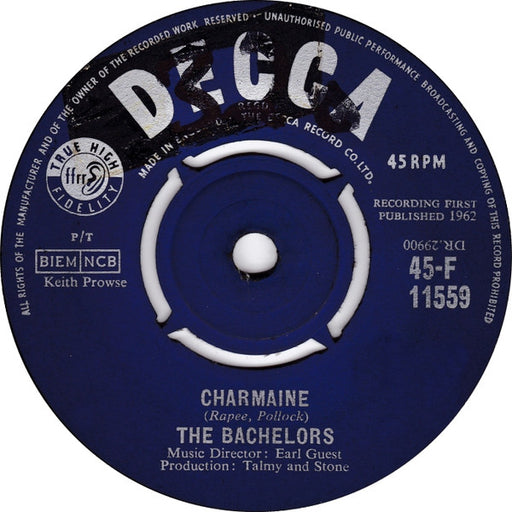 The Bachelors – Charmaine 7" vinyl record, image 1 of 2