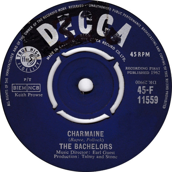 The Bachelors – Charmaine 7" vinyl record, image 1 of 2