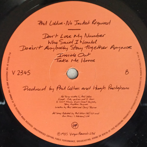 Phil Collins – No Jacket Required LP vinyl record, image 4 of 7