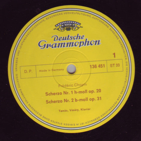 Frédéric Chopin, Tamás Vásáry – 4 Scherzi LP vinyl record, image 3 of 4