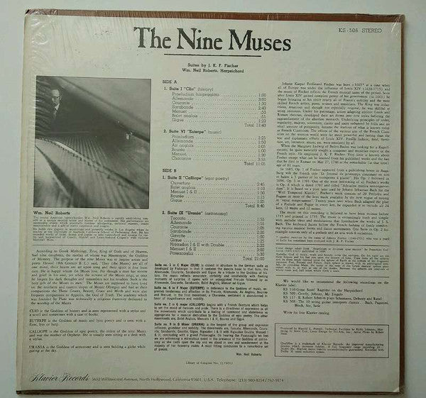 Johann Caspar Ferdinand Fischer, Wm. Neil Roberts – The Nine Muses LP vinyl record, image 2 of 2