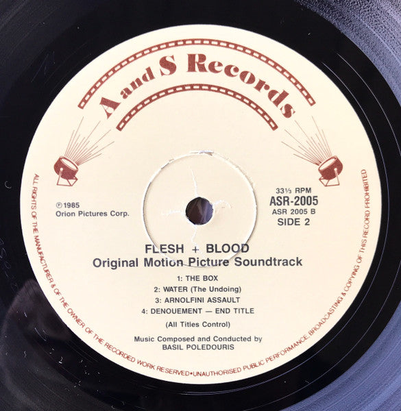Basil Poledouris – Flesh+Blood (Original Motion Picture Soundtrack) LP vinyl record, image 4 of 4