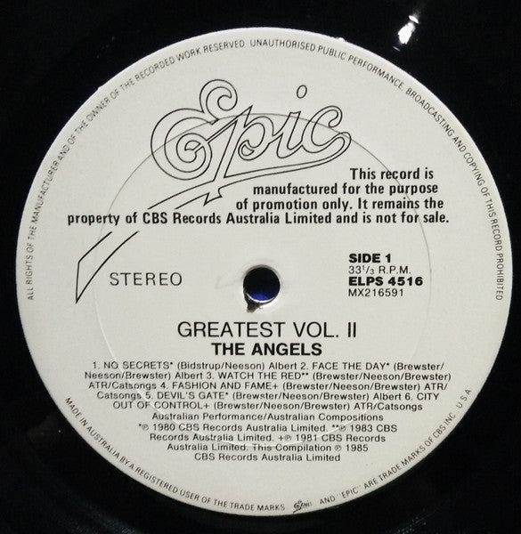 The Angels – Greatest Vol. II LP vinyl record, image 4 of 5