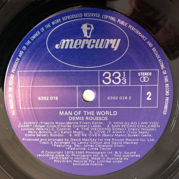 Demis Roussos – Man Of The World LP vinyl record, image 4 of 4