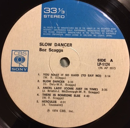 Boz Scaggs – Slow Dancer LP vinyl record, image 3 of 3