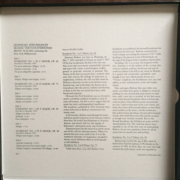 Johannes Brahms, Bruno Walter, New York Philharmonic – The Four Symphonies LP vinyl record, image 2 of 10