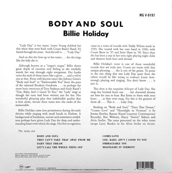 Billie Holiday – Body And Soul LP vinyl record, image 3 of 8