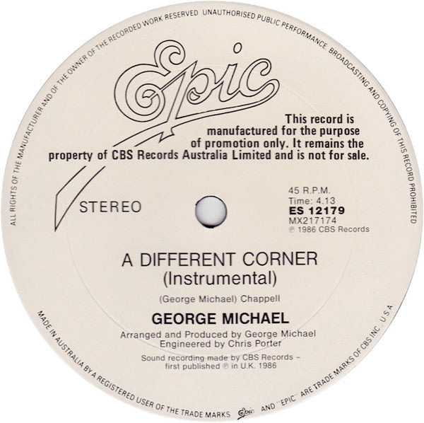 George Michael – A Different Corner 12" vinyl record, image 5 of 5
