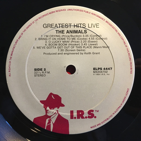 The Animals – Greatest Hits Live! LP vinyl record, image 4 of 4