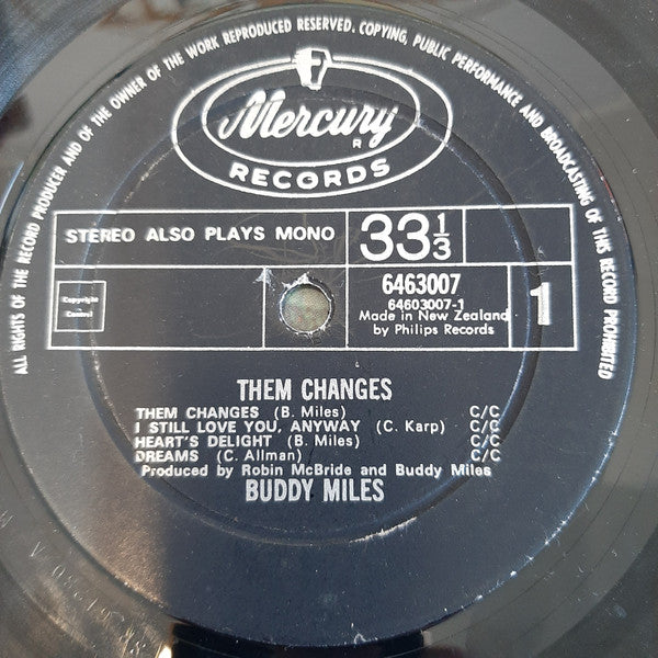 Buddy Miles – Them Changes LP vinyl record, image 3 of 4