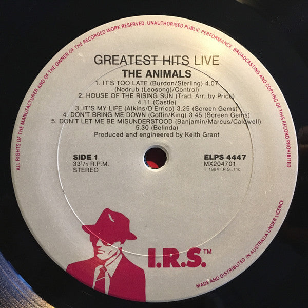 The Animals – Greatest Hits Live! LP vinyl record, image 3 of 4