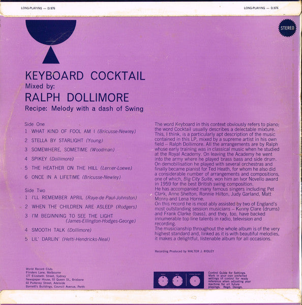 Ralph Dollimore – Keyboard Cocktail LP vinyl record, image 2 of 7