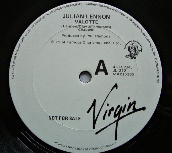 Julian Lennon – Valotte 12" vinyl record, image 3 of 4