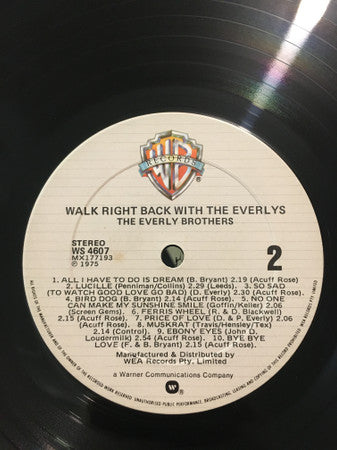 Everly Brothers – Walk Right Back With The Everlys (20 Golden Hits) LP vinyl record, image 4 of 4