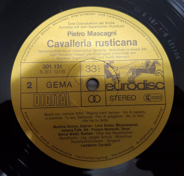 Pietro Mascagni, Martina Arroyo, Franco Bonisolli, Juliana Falk, Bernd Weikl, Livia Budai, Lamberto Gardelli – Cavalleria Rusticana (2xLP) LP vinyl record, image 6 of 8
