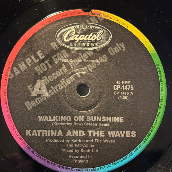 Katrina And The Waves – Walking On Sunshine 7" vinyl record, image 3 of 4