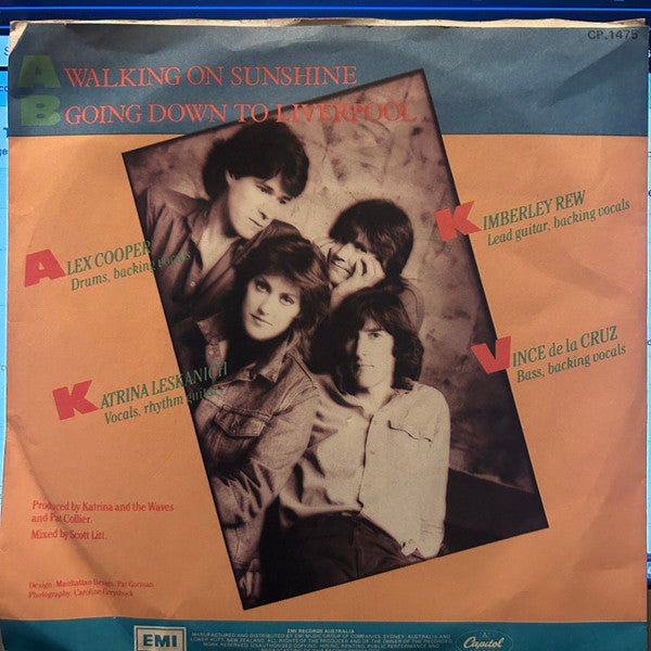 Katrina And The Waves – Walking On Sunshine 7" vinyl record, image 2 of 4