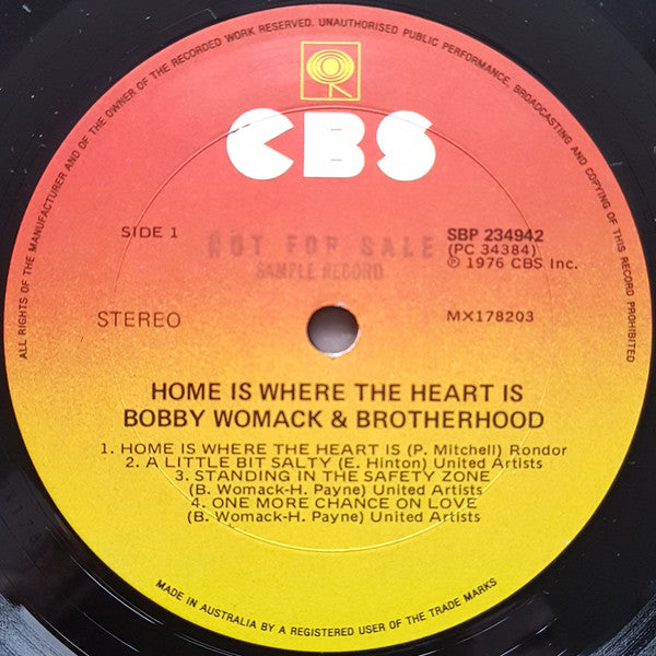 Bobby Womack, Brotherhood – Home Is Where The Heart Is LP vinyl record, image 3 of 4
