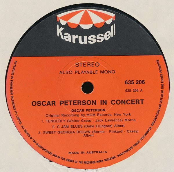 Oscar Peterson – In Concert LP vinyl record, image 3 of 4