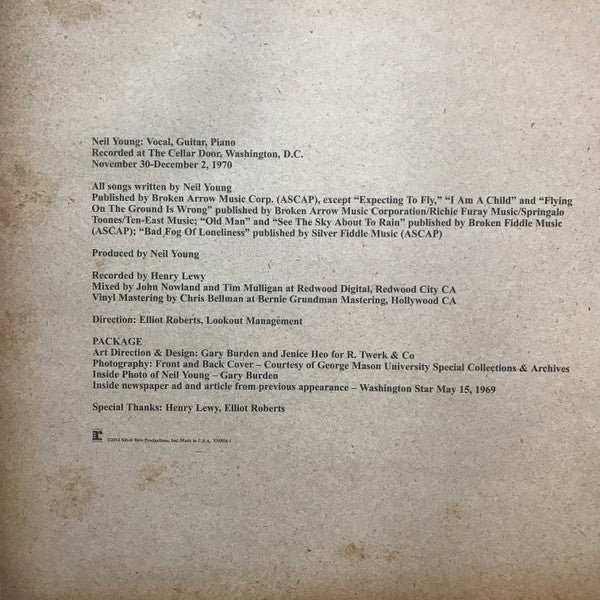Neil Young – Live At The Cellar Door LP vinyl record, image 5 of 9