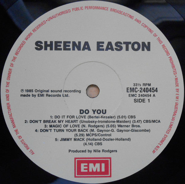 Sheena Easton – Do You LP vinyl record, image 2 of 3