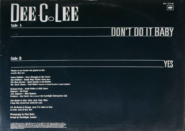 Dee C. Lee – Don't Do It Baby 12" vinyl record, image 2 of 4