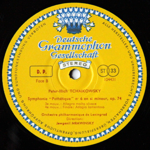 Pyotr Ilyich Tchaikovsky, Leningrad Philharmonic Orchestra, Evgeny Mravinsky – Symphonie Nr.6 »Pathétique« LP vinyl record, image 4 of 4