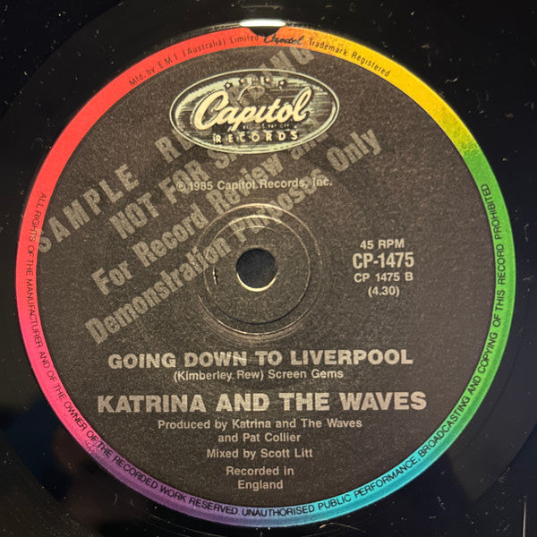 Katrina And The Waves – Walking On Sunshine 7" vinyl record, image 4 of 4