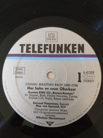 Johann Sebastian Bach, Concentus Musicus Wien, Nikolaus Harnoncourt – Bauern-Kantate Kaffee-Kantate LP vinyl record, image 3 of 4