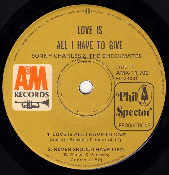 The Checkmates LTD. – Love Is All I Have To Give 7" vinyl record, image 3 of 4