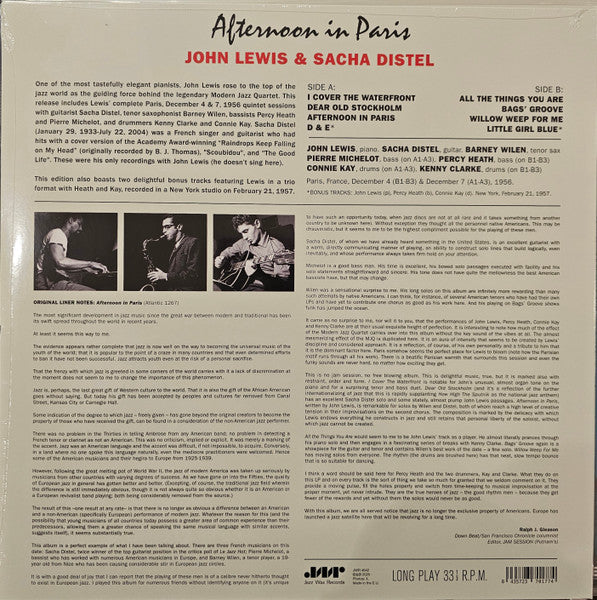 John Lewis, Sacha Distel – Afternoon In Paris LP vinyl record, image 2 of 2